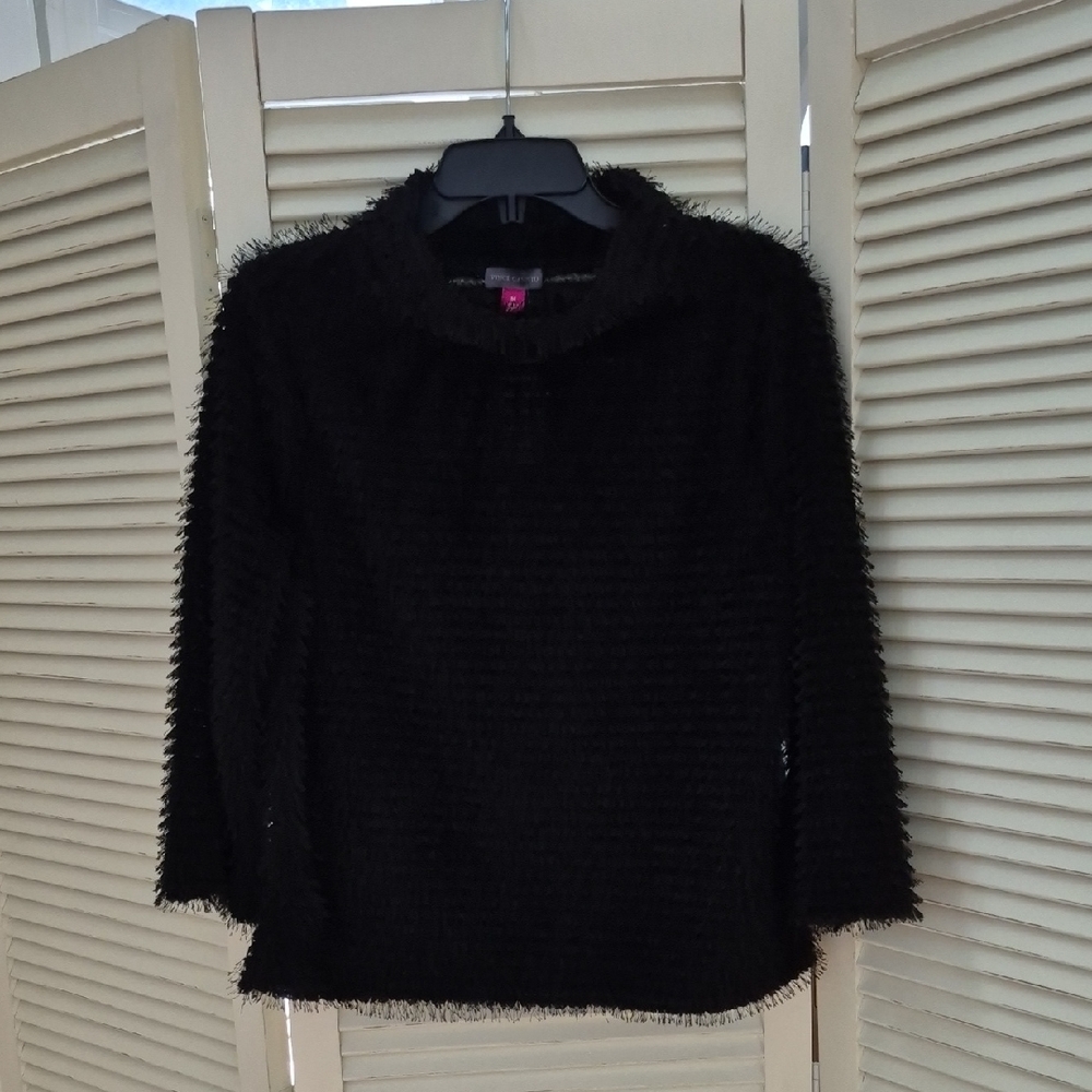 +NWT+ Vince Camuto Black Fuzzy Cowl Neck Top